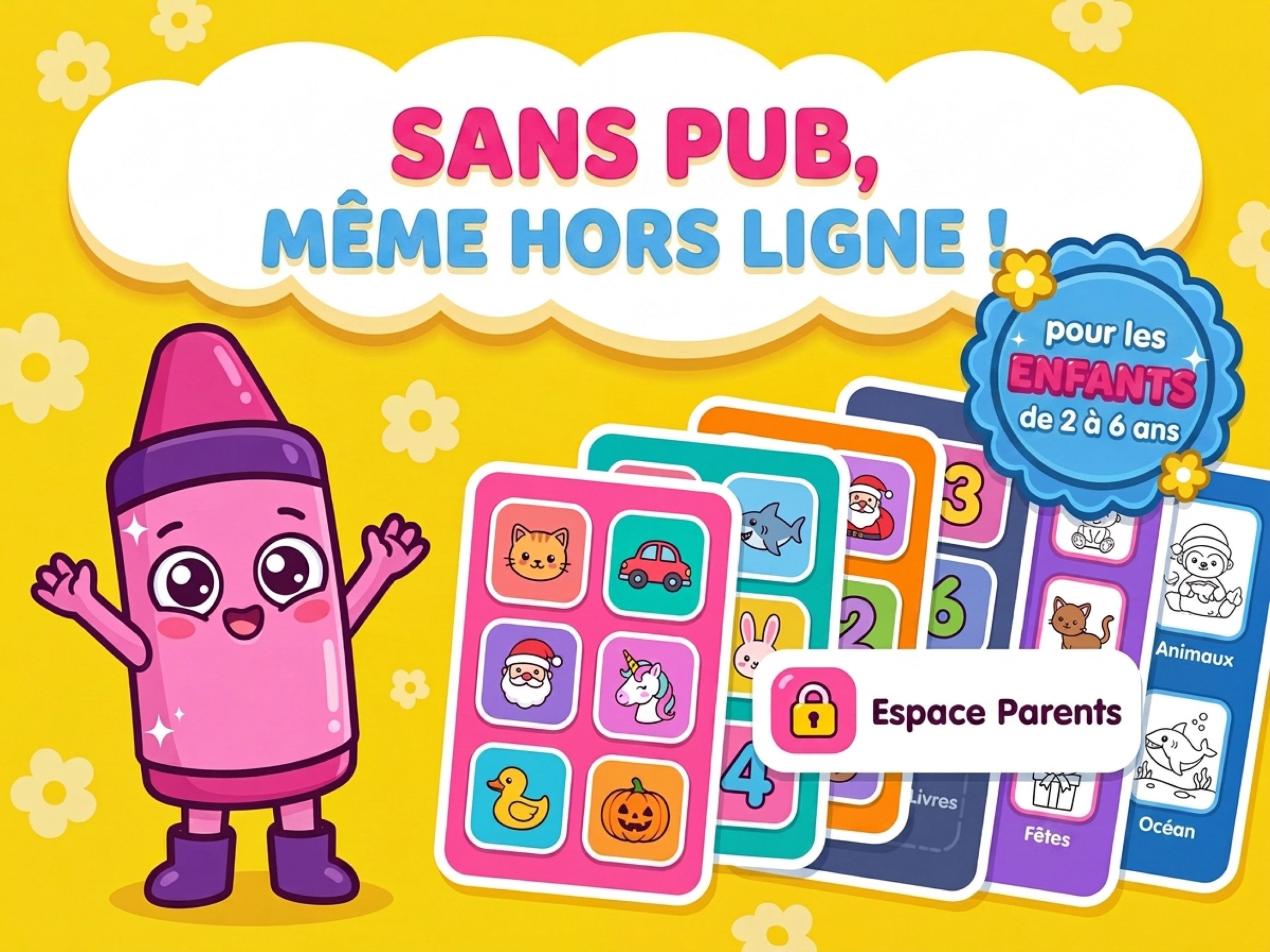 Jeu de dessin hors ligne et sans pub — pour les enfants de 2 à 6 ans