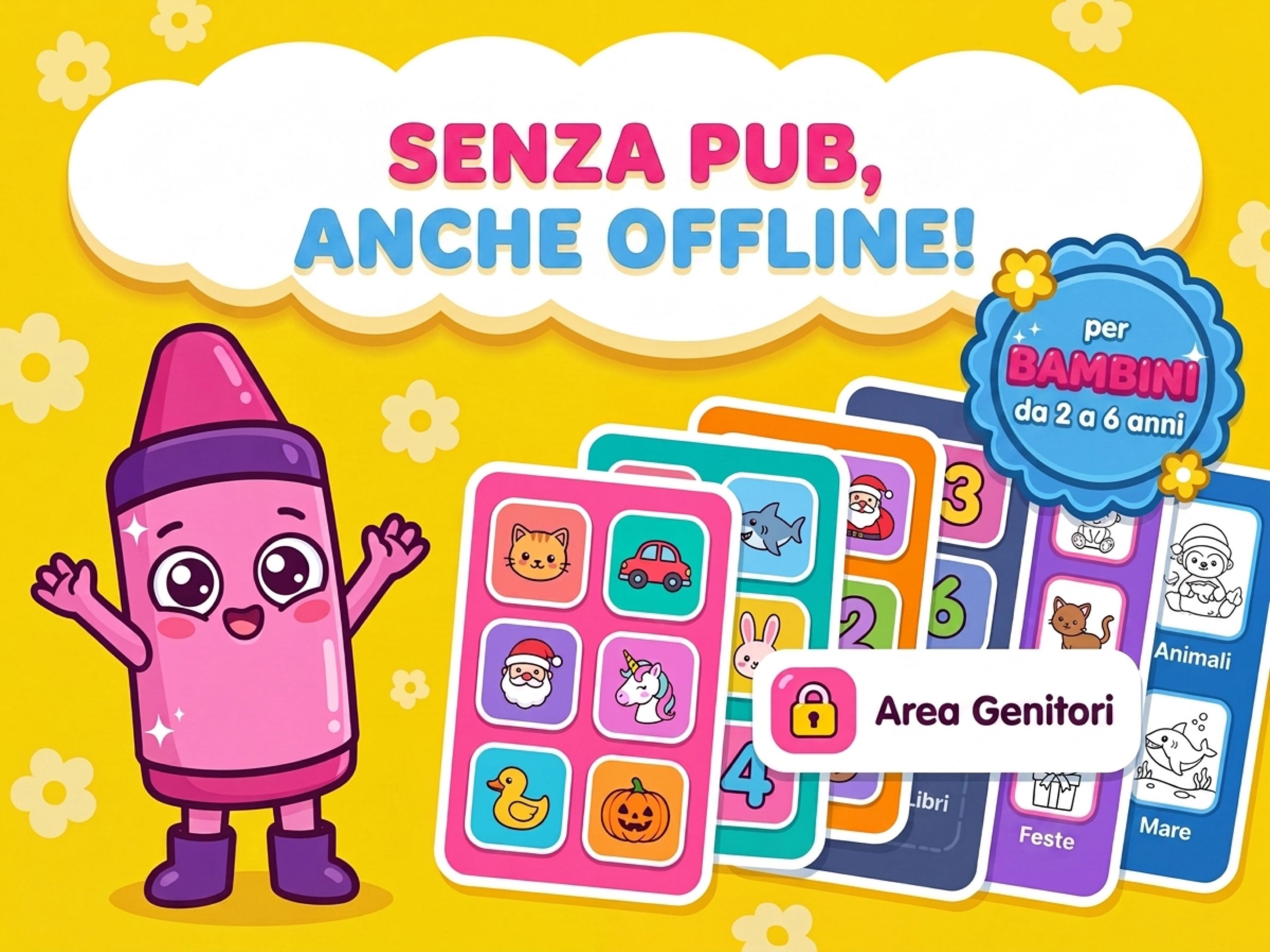 Gioco di disegno offline e senza pubblicità — per bambini da 2 a 6 anni