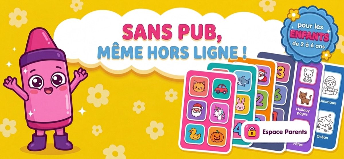 Application pour enfants sans publicité — Kid Doodle avec Espace Parents derrière contrôle parental, jouable hors ligne