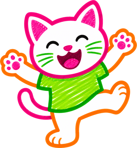 Kid Doodle's cat mascot waving hello