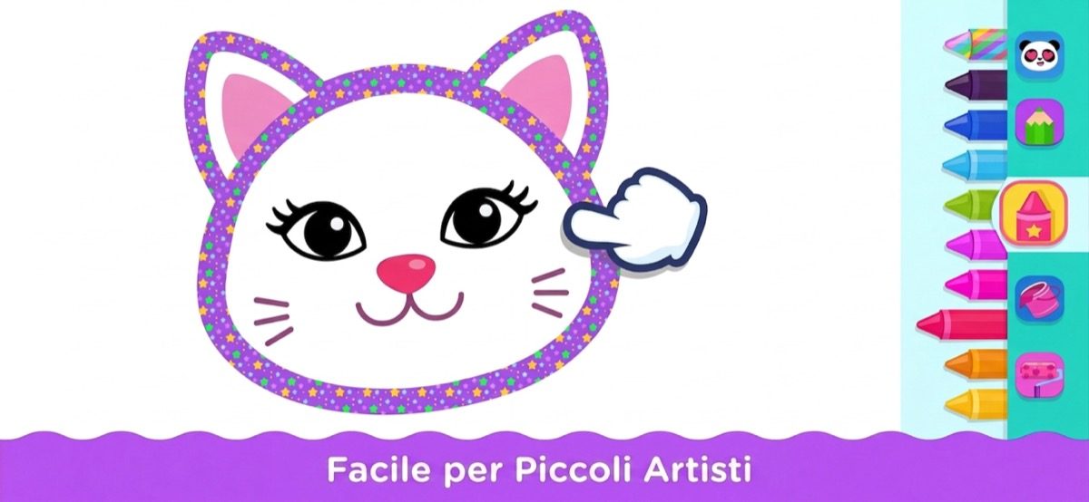 App di disegno per bambini di 3 anni — strumenti facili con pastelloni a cera e secchiello in Kid Doodle