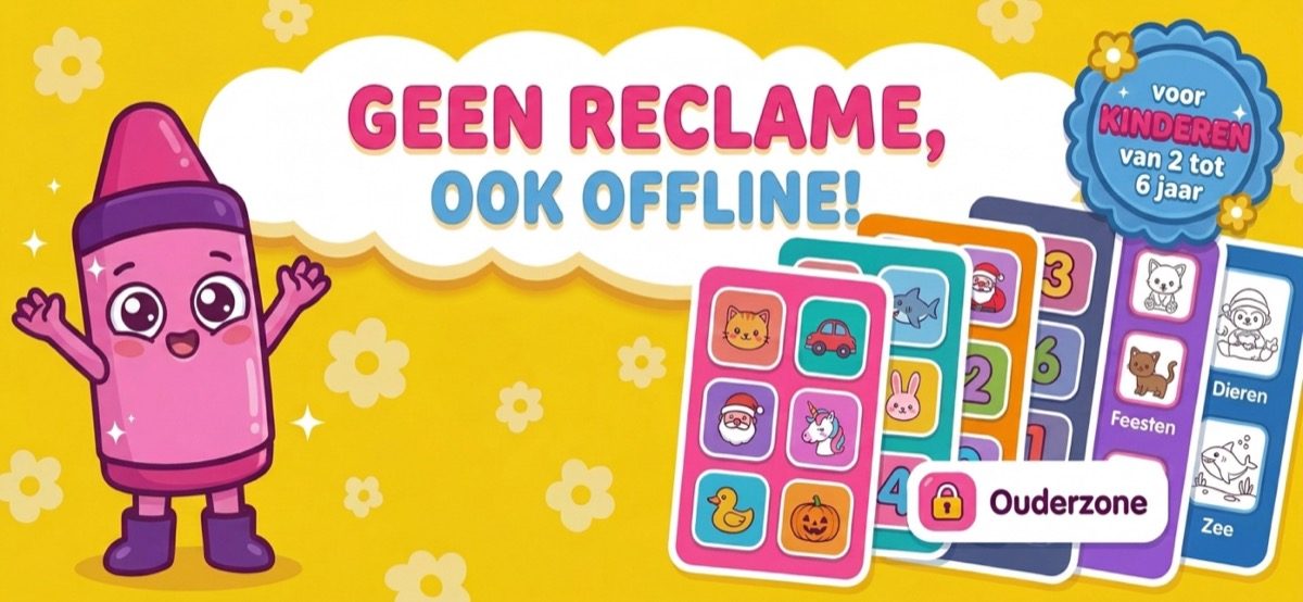 Kinderapp zonder reclame — Kid Doodle met Ouderzone achter een ouderslot, offline speelbaar