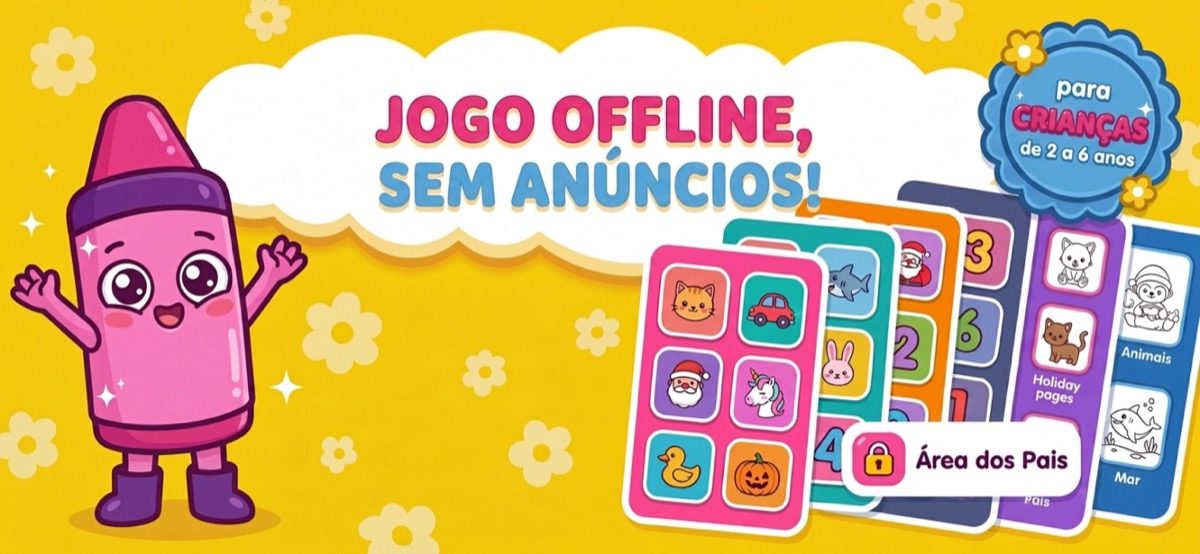 App infantil sem anúncios — Kid Doodle com Área dos Pais atrás de controle parental, jogável offline