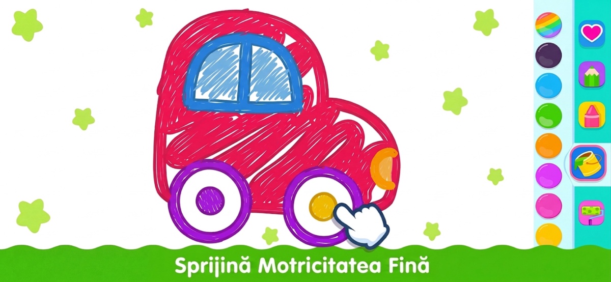 Aplicație de colorat care sprijină dezvoltarea motricității fine la copiii mici